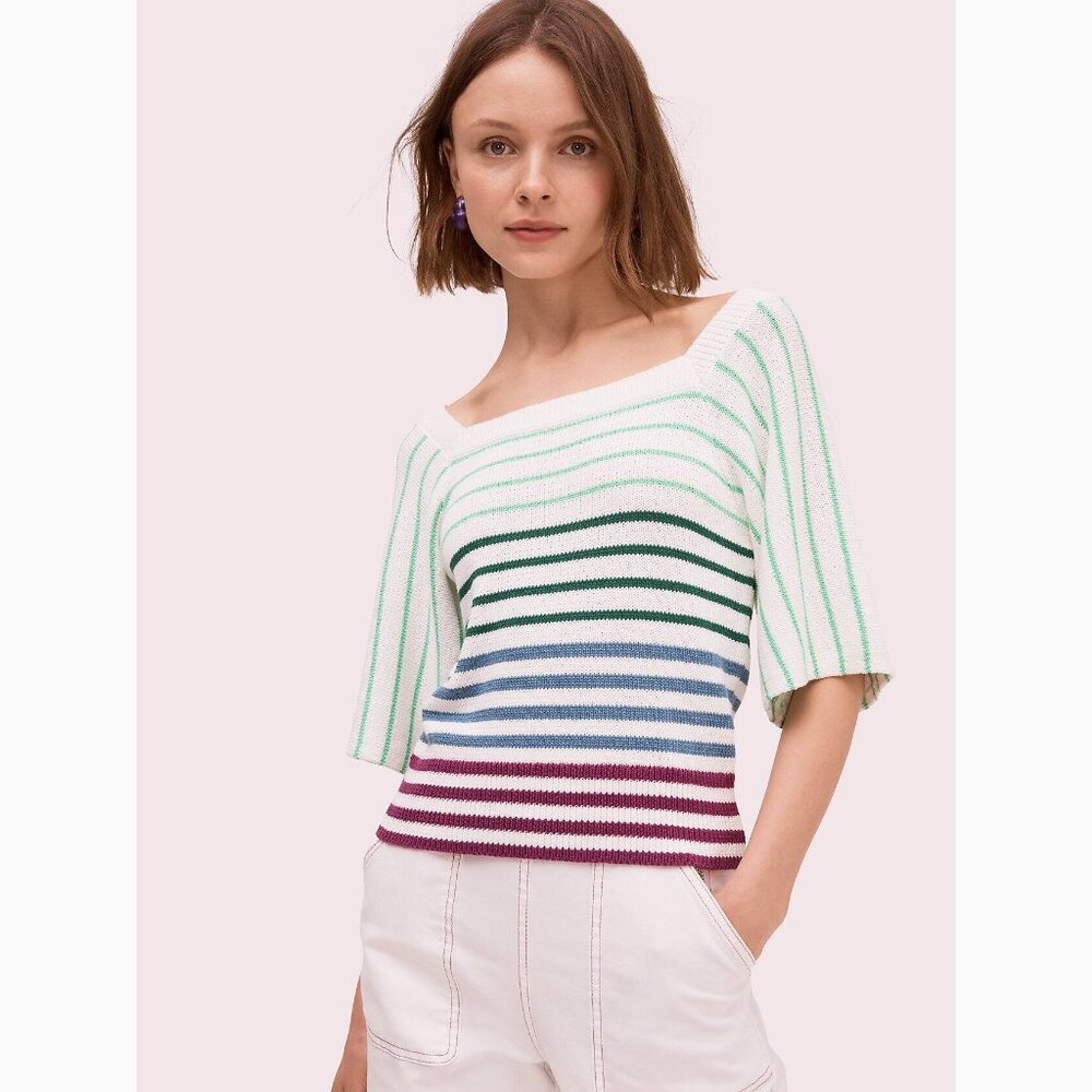 KATE SPADE Striped Square Neck Pullover Sweater (size XS)